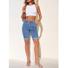 image:imageSidefeel Womens Jean Shorts High Waisted Stretchy Button Fly Folded Hem Trendy Casual Summer Bermuda ShortsLight Blue