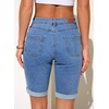 image:imageSidefeel Womens Jean Shorts High Waisted Stretchy Button Fly Folded Hem Trendy Casual Summer Bermuda ShortsLight Blue