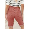 image:imageSidefeel Womens Jean Shorts High Waisted Stretchy Button Fly Folded Hem Trendy Casual Summer Bermuda ShortsMineral Red