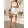 image:imageSidefeel Womens Jean Shorts High Waisted Stretchy Button Fly Summer Denim Shorts with Pockets White Size 6
