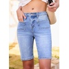 image:imageSidefeel Womens Jean Shorts High Waisted Stretchy Buttoned Knee Length Bermuda Denim ShortsIceland Blue