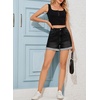 image:imageSidefeel Womens Jean Shorts High Waisted Stretchy Folded Hem Casual Trendy Patchwork Loose Fit Summer Denim ShortsBlack
