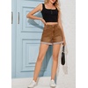 image:imageSidefeel Womens Jean Shorts High Waisted Stretchy Folded Hem Casual Trendy Patchwork Loose Fit Summer Denim ShortsBrown