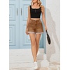 image:imageSidefeel Womens Jean Shorts High Waisted Stretchy Folded Hem Casual Trendy Patchwork Loose Fit Summer Denim ShortsBrown