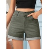 image:imageSidefeel Womens Jean Shorts High Waisted Stretchy Folded Hem Casual Trendy Patchwork Loose Fit Summer Denim ShortsGreen