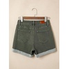 image:imageSidefeel Womens Jean Shorts High Waisted Stretchy Folded Hem Casual Trendy Patchwork Loose Fit Summer Denim ShortsGreen