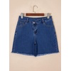 image:imageSidefeel Womens Jean Shorts High Waisted Stretchy Raw Hem Denim Summer ShortsBlue