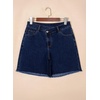 image:imageSidefeel Womens Jean Shorts High Waisted Stretchy Raw Hem Denim Summer ShortsDark Blue