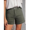 image:imageSidefeel Womens Jean Shorts High Waisted Stretchy Summer Denim Shorts with PocketsGreen