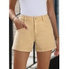 image:imageSidefeel Womens Jean Shorts High Waisted Stretchy Summer Denim Shorts with PocketsKhaki
