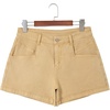 image:imageSidefeel Womens Jean Shorts High Waisted Stretchy Summer Denim Shorts with PocketsKhaki