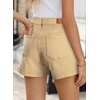 image:imageSidefeel Womens Jean Shorts High Waisted Stretchy Summer Denim Shorts with PocketsKhaki