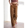 image:imageSidefeel Womens Jeans High Waisted Stretchy Wide Leg Jeans Trendy Seamed Front Baggy Loose Denim Pants with PocketsBrown