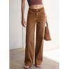image:imageSidefeel Womens Jeans High Waisted Stretchy Wide Leg Jeans Trendy Seamed Front Baggy Loose Denim Pants with PocketsBrown