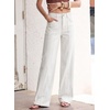 image:imageSidefeel Womens Jeans High Waisted Stretchy Wide Leg Jeans Trendy Seamed Front Baggy Loose Denim Pants with PocketsCream White