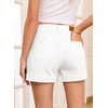 image:imageSidefeel Womens Shorts High Waisted Jean Shorts Stretchy Buttoned Folded Hem Summer Trendy Denim Shorts for WomenWhite
