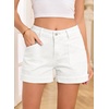 image:imageSidefeel Womens Shorts High Waisted Jean Shorts Stretchy Buttoned Folded Hem Summer Trendy Denim Shorts for WomenWhite