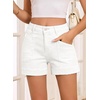 image:imageSidefeel Womens Shorts High Waisted Jean Shorts Stretchy Buttoned Folded Hem Summer Trendy Denim Shorts for WomenWhite