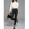 image:imageSidefeel Womens Skinny Jeans Straight Leg High Waisted Stretchy Ankle Denim Pants with Patch PocketsBlack