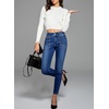 image:imageSidefeel Womens Skinny Jeans Straight Leg High Waisted Stretchy Ankle Denim Pants with Patch PocketsBlue