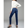 image:imageSidefeel Womens Skinny Jeans Straight Leg High Waisted Stretchy Ankle Denim Pants with Patch PocketsDark Blue