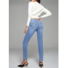 image:imageSidefeel Womens Skinny Jeans Straight Leg High Waisted Stretchy Ankle Denim Pants with Patch PocketsSky Blue