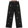 image:imageSidefeel Womens Straight Leg Embroidered Jeans High Waisted Stretchy Wide Leg Denim PantsBlack