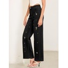 image:imageSidefeel Womens Straight Leg Embroidered Jeans High Waisted Stretchy Wide Leg Denim PantsBlack