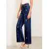 image:imageSidefeel Womens Straight Leg Embroidered Jeans High Waisted Stretchy Wide Leg Denim PantsBluing