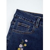 image:imageSidefeel Womens Straight Leg Embroidered Jeans High Waisted Stretchy Wide Leg Denim PantsBluing