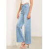 image:imageSidefeel Womens Straight Leg Embroidered Jeans High Waisted Stretchy Wide Leg Denim PantsIceland Blue