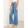 image:imageSidefeel Womens Straight Leg Embroidered Jeans High Waisted Stretchy Wide Leg Denim PantsLight Blue