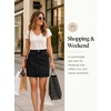 image:imageSidefeel Womens Summer Jean Skirt 2026 High Waist Button Stretch Knee Length Denim SkirtBlack