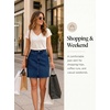 image:imageSidefeel Womens Summer Jean Skirt 2026 High Waist Button Stretch Knee Length Denim SkirtBluing