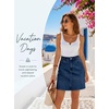 image:imageSidefeel Womens Summer Jean Skirt 2026 High Waist Button Stretch Knee Length Denim SkirtBluing