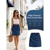 image:imageSidefeel Womens Summer Jean Skirt 2026 High Waist Button Stretch Knee Length Denim SkirtBluing