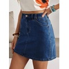 image:imageSidefeel Womens Summer Jean Skirt 2026 High Waist Button Stretch Knee Length Denim SkirtBluing