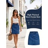 image:imageSidefeel Womens Summer Jean Skirt 2026 High Waist Button Stretch Knee Length Denim SkirtDark Blue