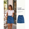 image:imageSidefeel Womens Summer Jean Skirt 2026 High Waist Button Stretch Knee Length Denim SkirtDark Blue