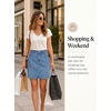 image:imageSidefeel Womens Summer Jean Skirt 2026 High Waist Button Stretch Knee Length Denim SkirtIceland Blue