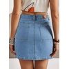 image:imageSidefeel Womens Summer Jean Skirt 2026 High Waist Button Stretch Knee Length Denim SkirtIceland Blue