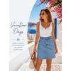 image:imageSidefeel Womens Summer Jean Skirt 2026 High Waist Button Stretch Knee Length Denim SkirtIceland Blue