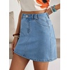 image:imageSidefeel Womens Summer Jean Skirt 2026 High Waist Button Stretch Knee Length Denim SkirtIceland Blue