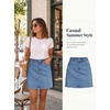 image:imageSidefeel Womens Summer Jean Skirt 2026 High Waist Button Stretch Knee Length Denim SkirtIceland Blue