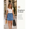 image:imageSidefeel Womens Summer Jean Skirt 2026 High Waist Button Stretch Knee Length Denim SkirtLight Blue