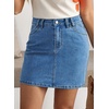 image:imageSidefeel Womens Summer Jean Skirt 2026 High Waist Button Stretch Knee Length Denim SkirtLight Blue