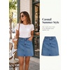image:imageSidefeel Womens Summer Jean Skirt 2026 High Waist Button Stretch Knee Length Denim SkirtLight Blue
