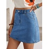 image:imageSidefeel Womens Summer Jean Skirt 2026 High Waist Button Stretch Knee Length Denim SkirtLight Blue