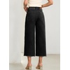 image:imageSidefeel Womens Wide Leg Baggy Capri Jeans High Waisted Straight Leg Stretchy Raw Hem Cropped Denim Pants with PocketsBlack
