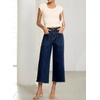 image:imageSidefeel Womens Wide Leg Baggy Capri Jeans High Waisted Straight Leg Stretchy Raw Hem Cropped Denim Pants with PocketsBluing